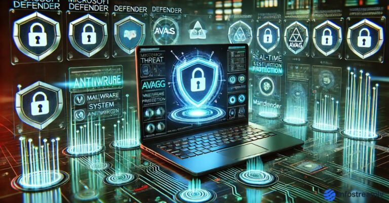 Best free antivirus tools 2025 with cybersecurity shield, malware alerts, and real-time protection dashboard