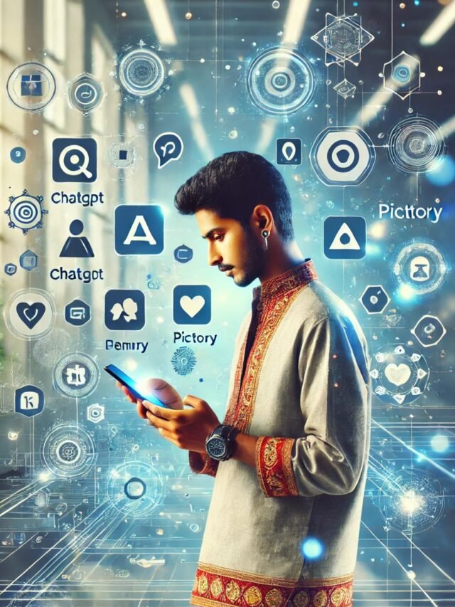 AI Tools 2025 every Indian should try – futuristic Indian person using AI apps