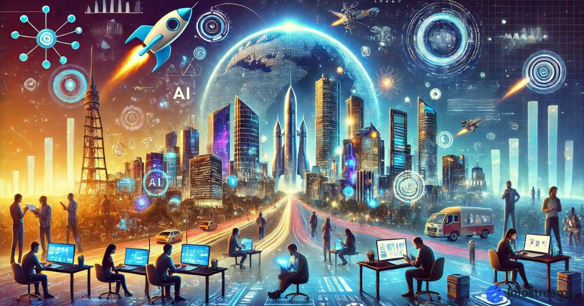 Futuristic illustration of India’s fastest growing startups in 2025 with AI technology, innovation ecosystem, and digital economy.