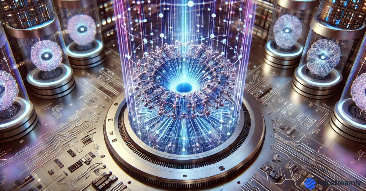 Quantum Computing Explained for Beginners with futuristic qubit processor