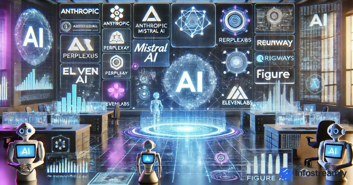 Top 10 AI Startups to Watch in 2025 futuristic tech ecosystem illustration