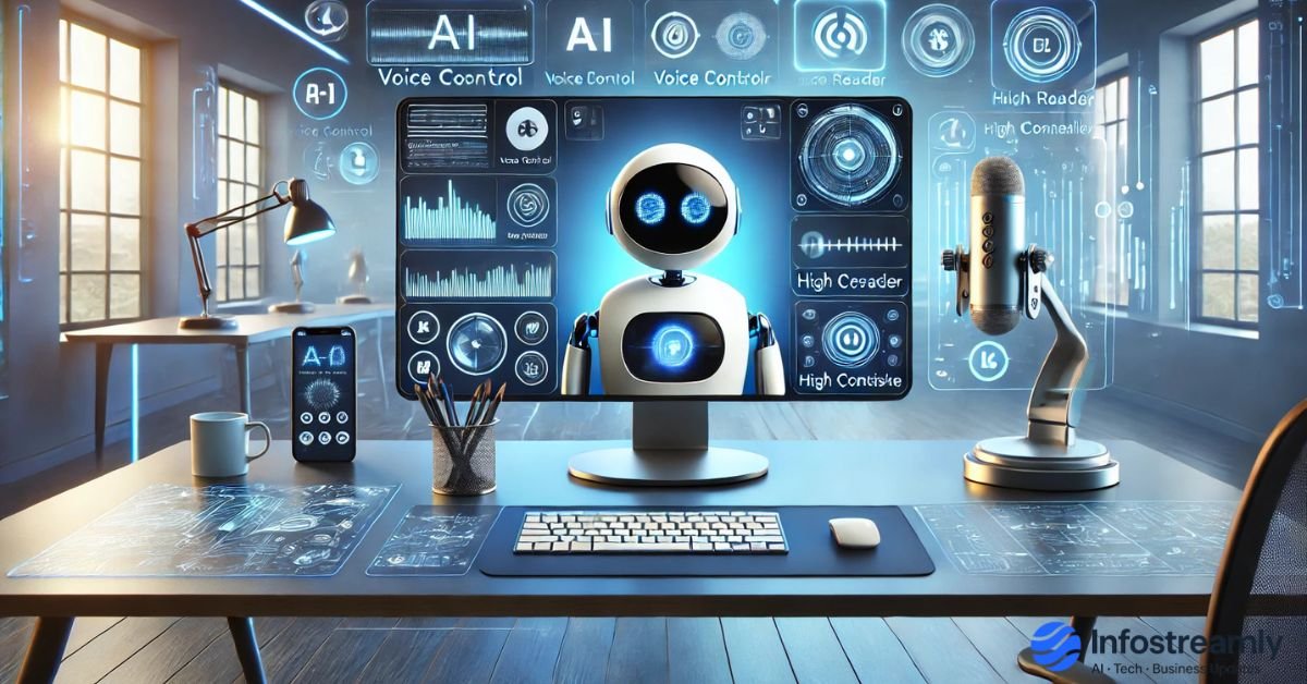 AI Accessibility for Chatbots: Showing an inclusive digital assistant helping diverse users