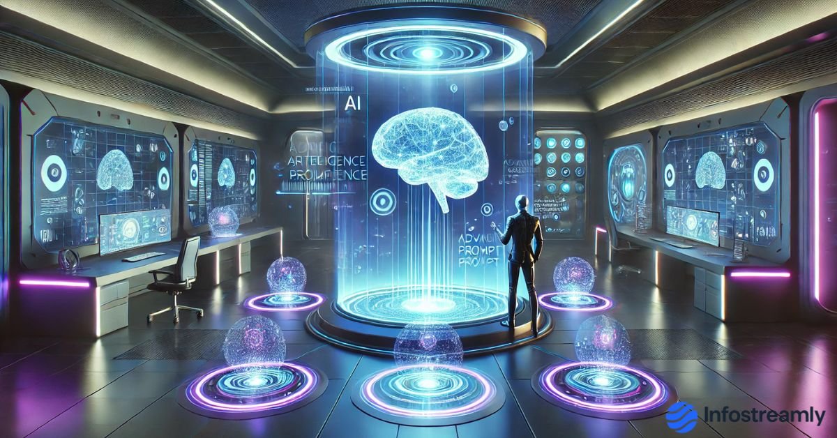 ChatGPT-5 Master Prompts futuristic AI workspace illustration