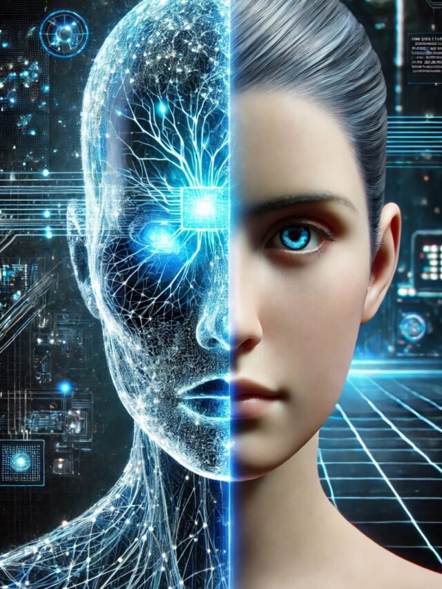 How Deepfake AI works explained with Futuristic Face-Scanning Hologram