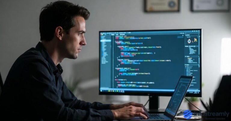 Developer testing AI coding tools while reviewing Claude Code LSP Plugins Review for real-world programming use