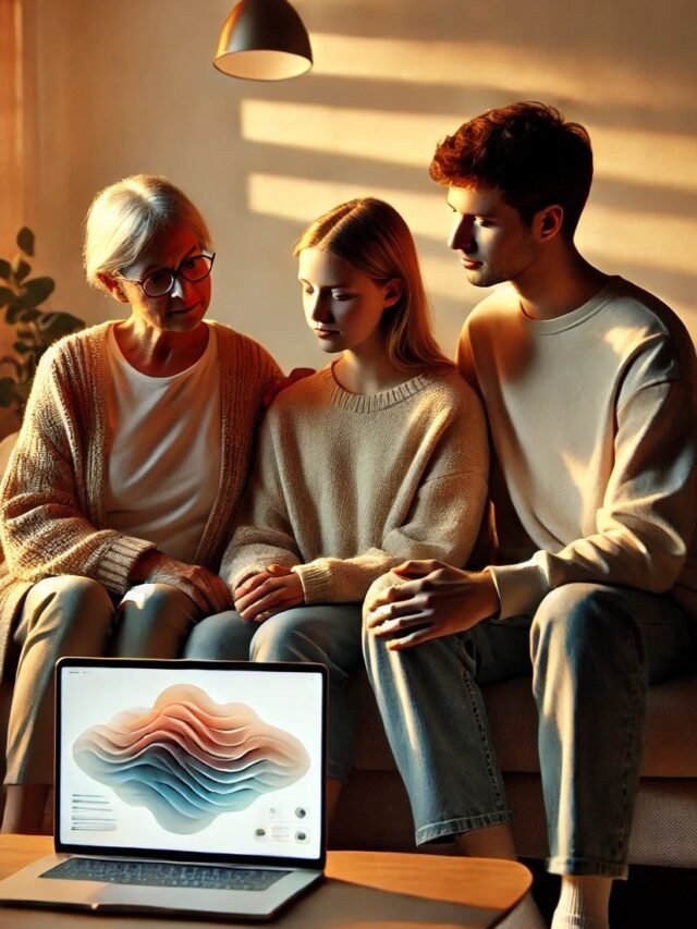 Family learning to use artificial intelligence calmly with simple AI tips for beginners